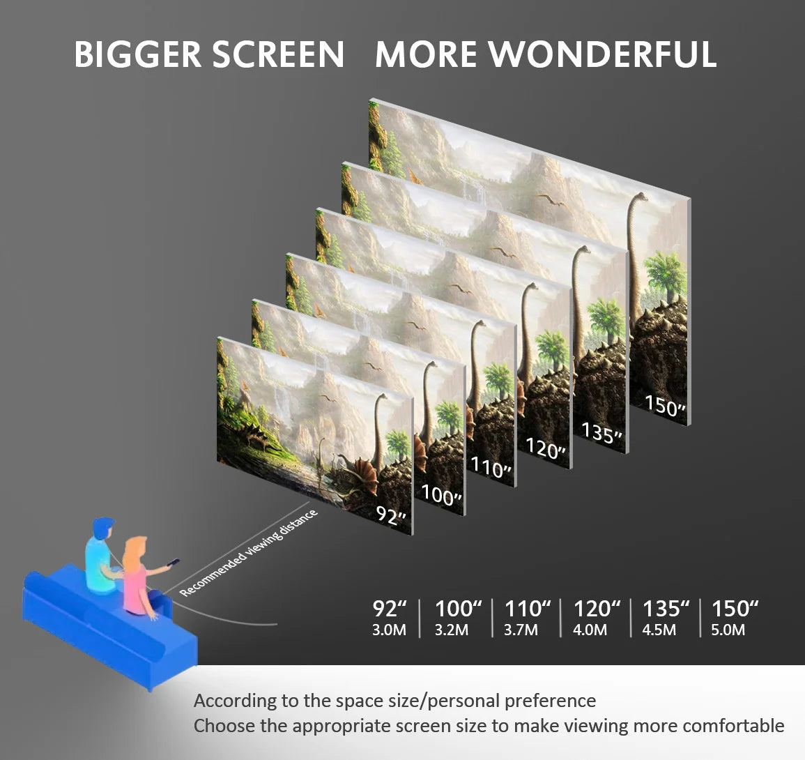 72-150 inch floor rising projector screen.
