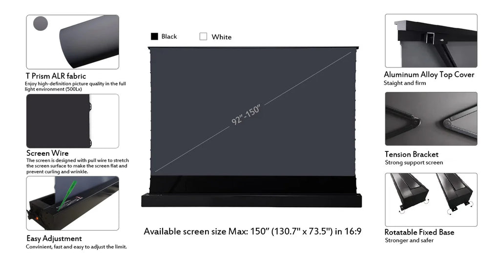 72-150 inch floor rising projector screen.