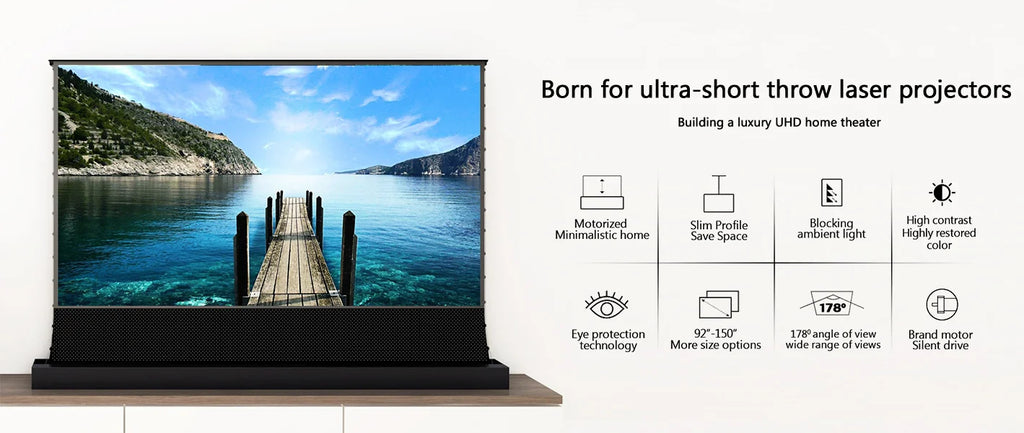 72-150 inch floor rising projector screen.