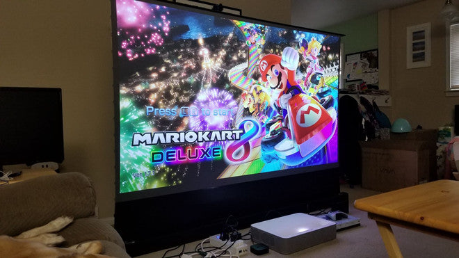 72-150 inch floor rising projector screen.