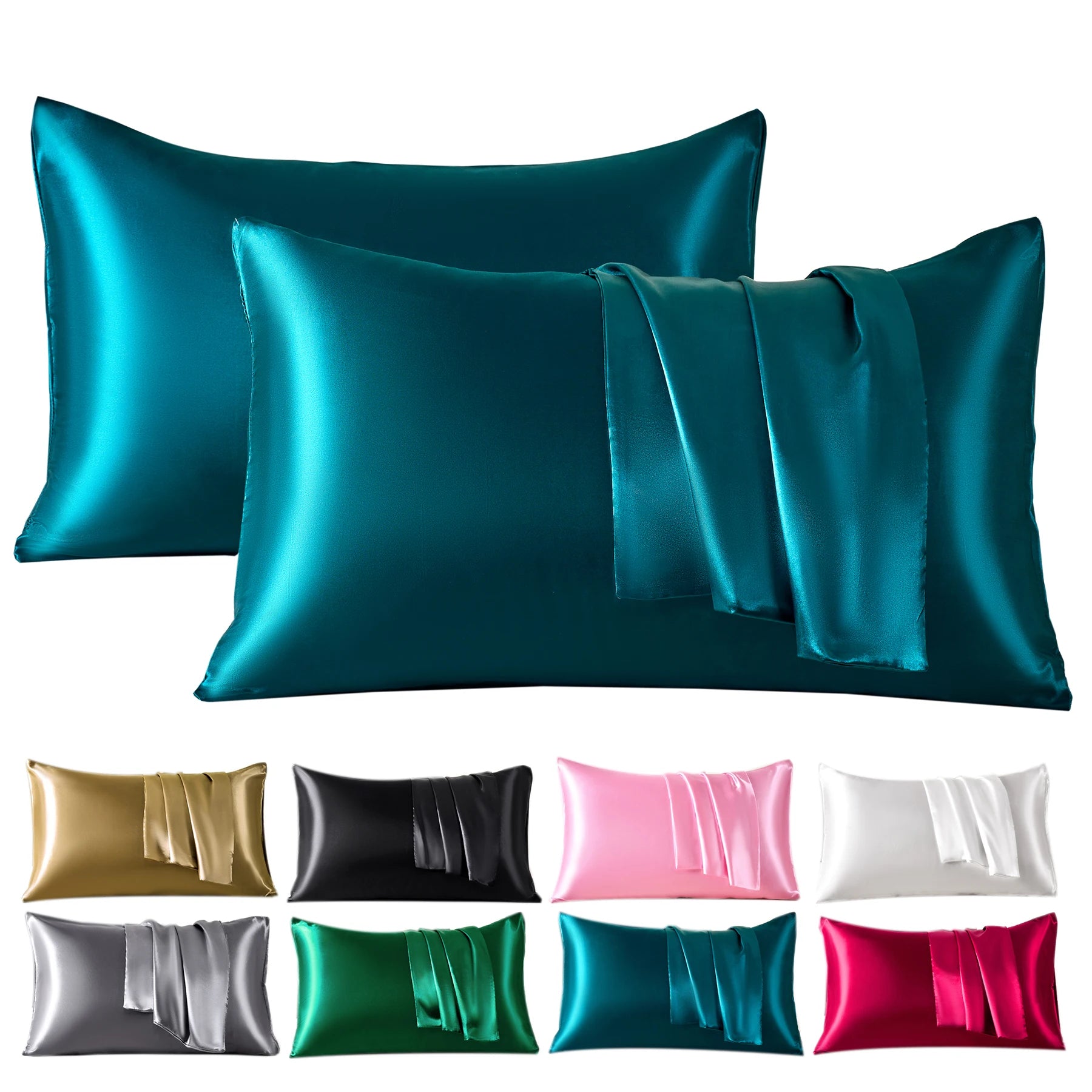 2pcs Satin Pillowcase for smooth Skin and Hair, A good night rest.