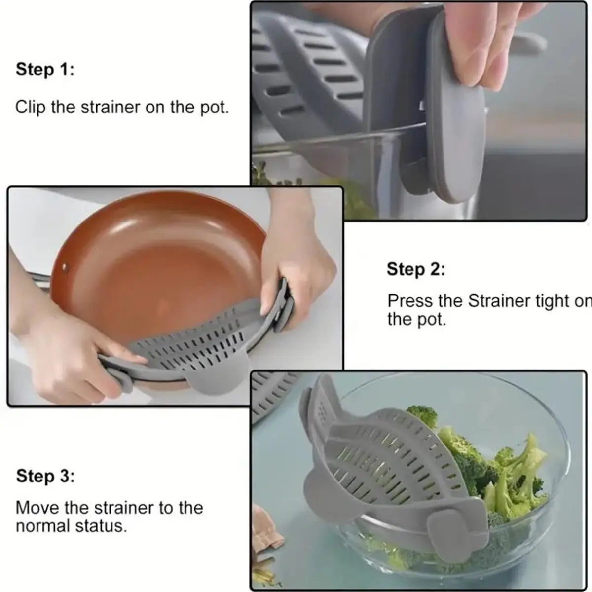 1pc Adjustable Silicone Clip-On Strainer.