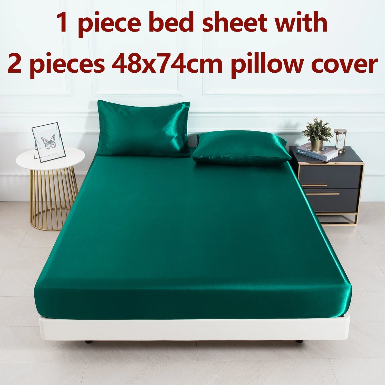 3pc Soft, comfortable, breathable Color Fitted Sheet Set 1 bed sheet with 2 pillow cover.