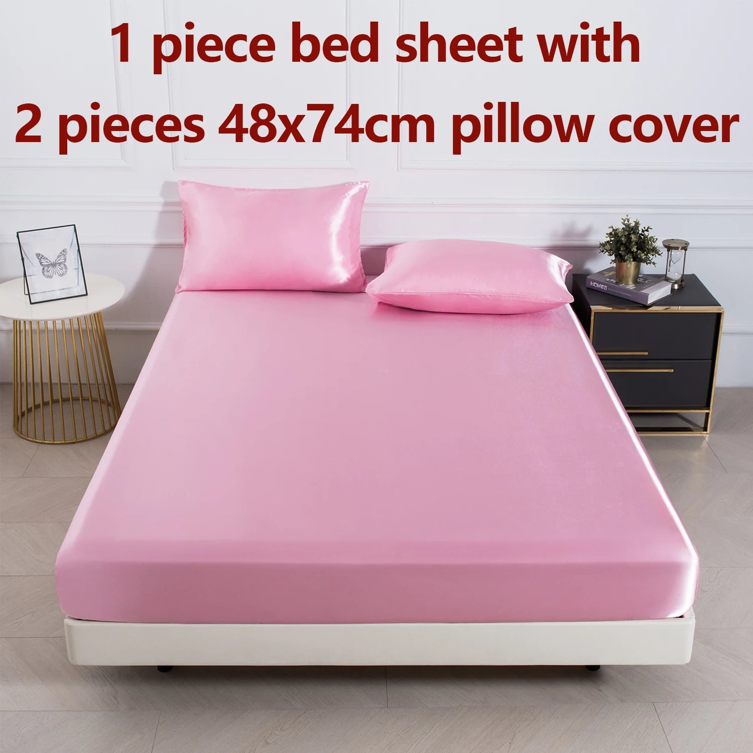 3pc Soft, comfortable, breathable Color Fitted Sheet Set 1 bed sheet with 2 pillow cover.