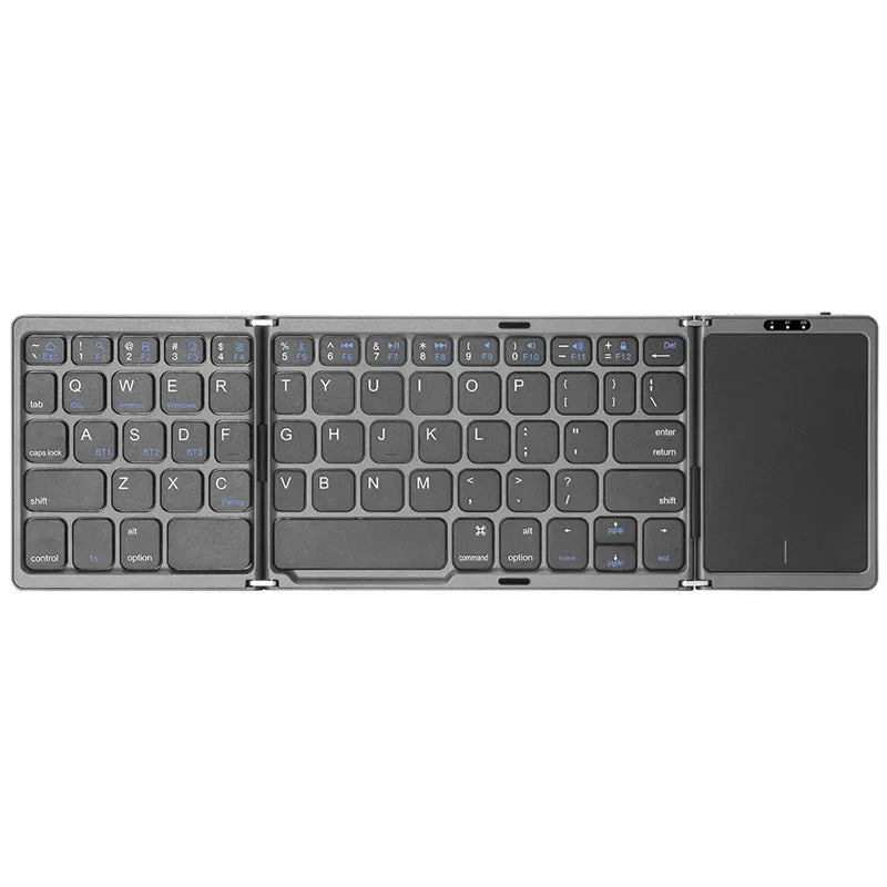 Foldable, Wireless Keyboard with Touchpad, 3-Folding Mini Dual Bluetooth Keyboard for Windows, Android, iOS, iPad and Phone.