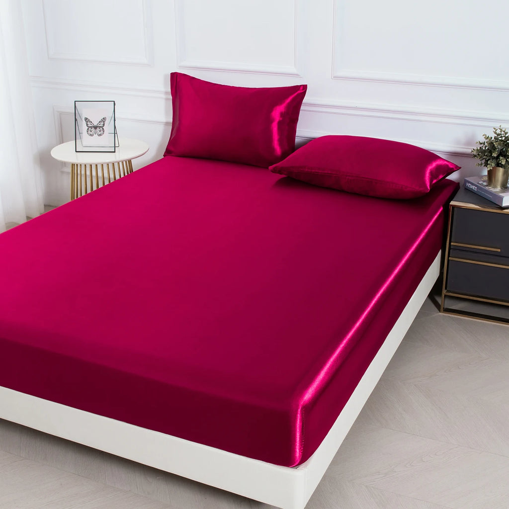 3pc Soft, comfortable, breathable Color Fitted Sheet Set 1 bed sheet with 2 pillow cover.