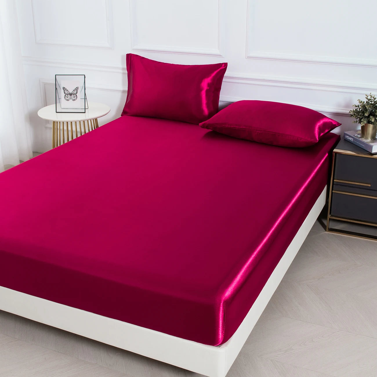 3pc Soft, comfortable, breathable Color Fitted Sheet Set 1 bed sheet with 2 pillow cover.
