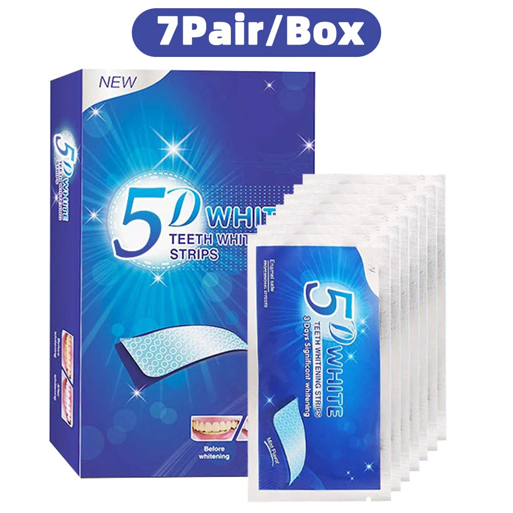 5D Teeth Whitening Strip 7/14/21/28 Pair.