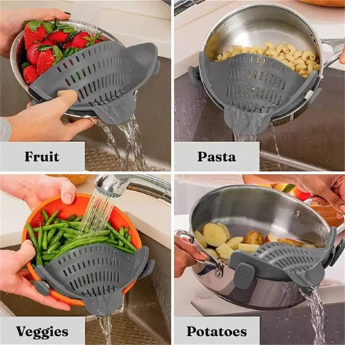 1pc Adjustable Silicone Clip-On Strainer.