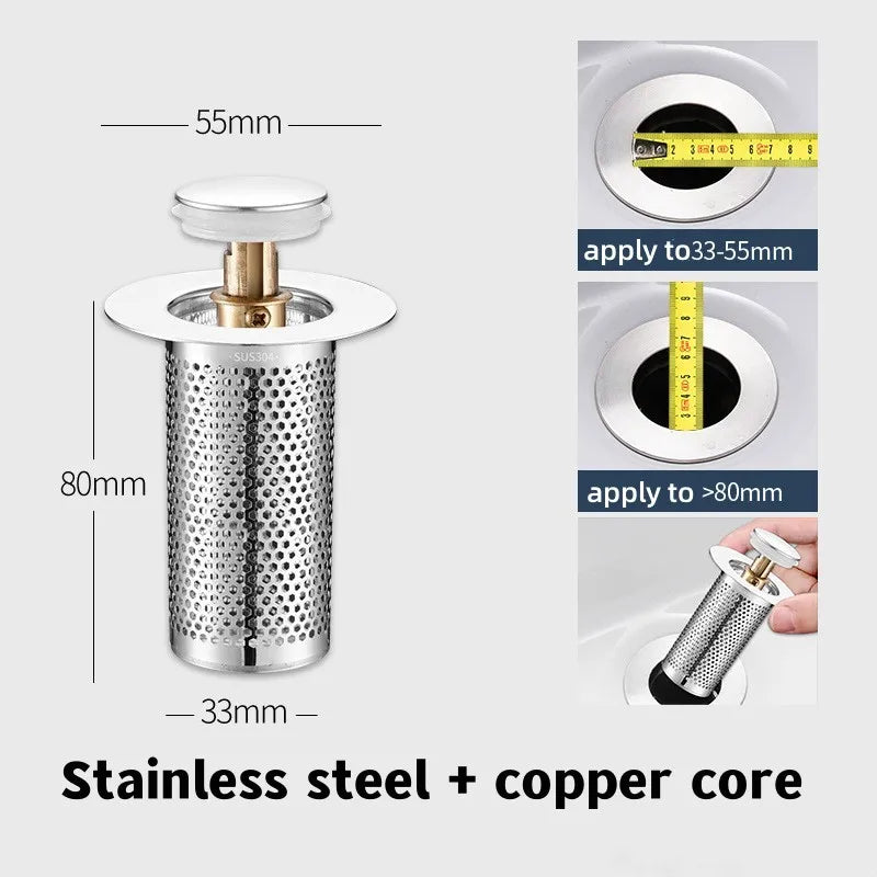 Sink Strainer, Stainless Steel Filter Bouncing Core.