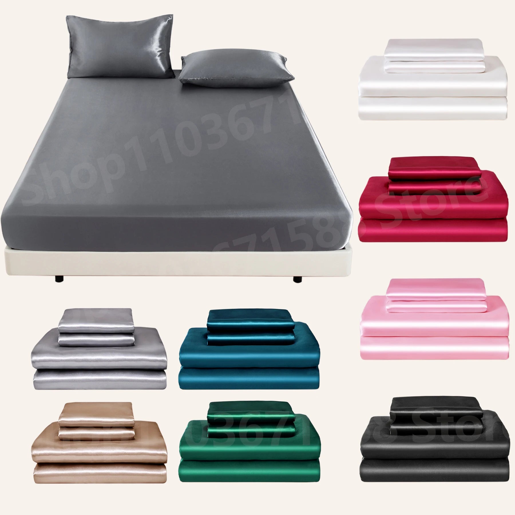 3pc Soft, comfortable, breathable Color Fitted Sheet Set 1 bed sheet with 2 pillow cover.