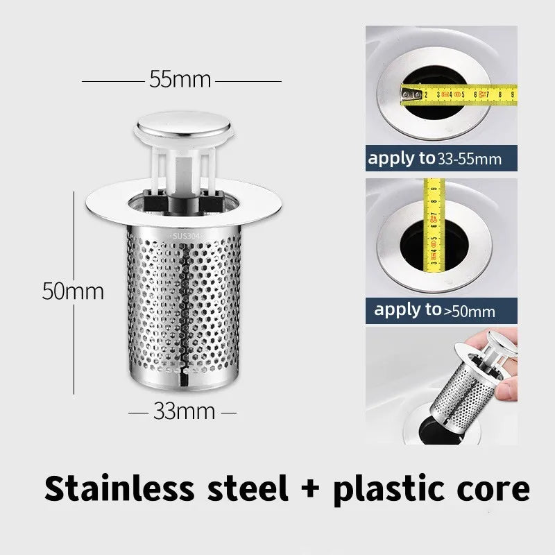 Sink Strainer, Stainless Steel Filter Bouncing Core.