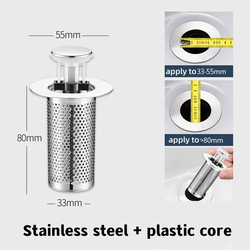 Sink Strainer, Stainless Steel Filter Bouncing Core.