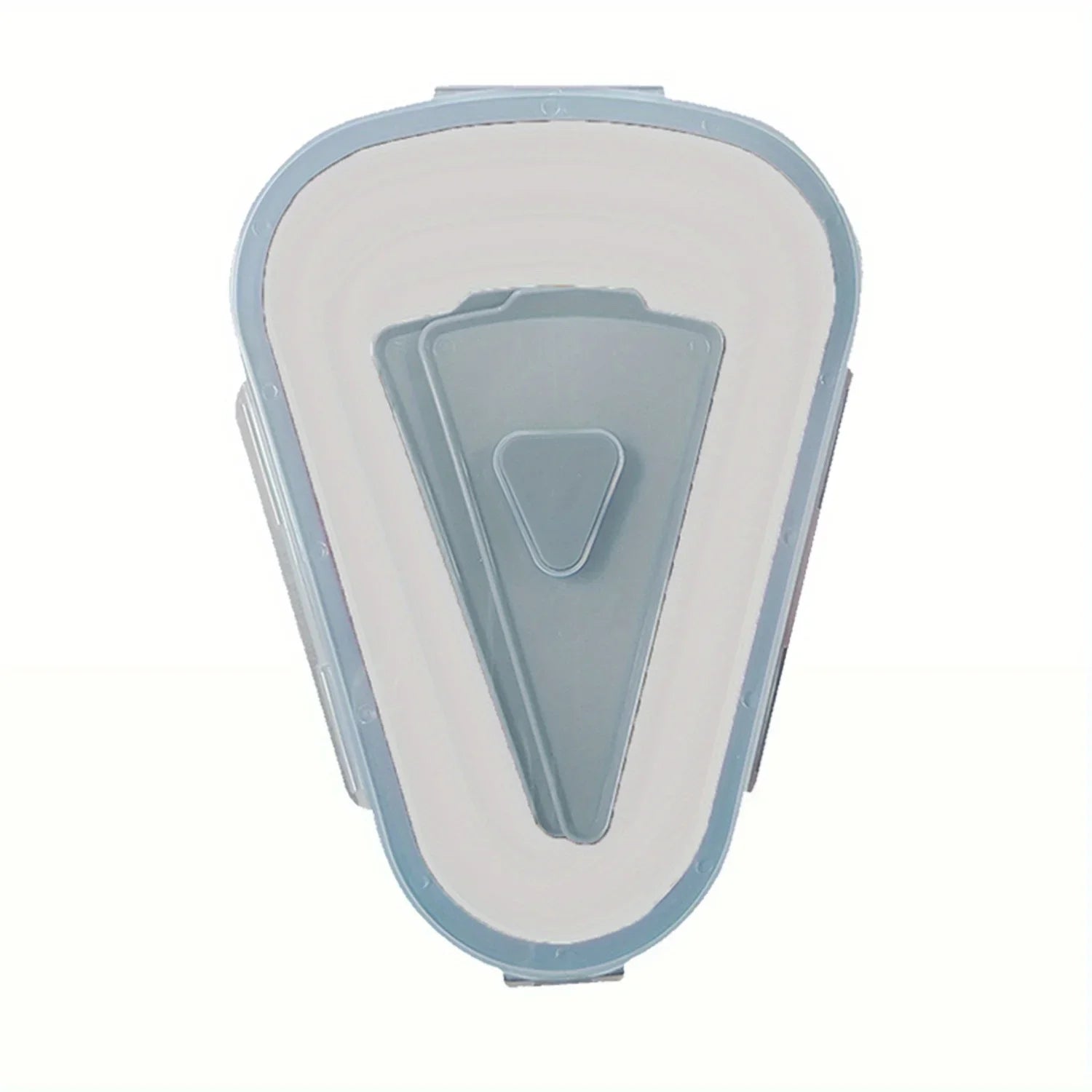 Reusable, Collapsible silicone pizza storage container.