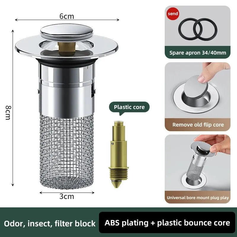 Sink Strainer, Stainless Steel Filter Bouncing Core.