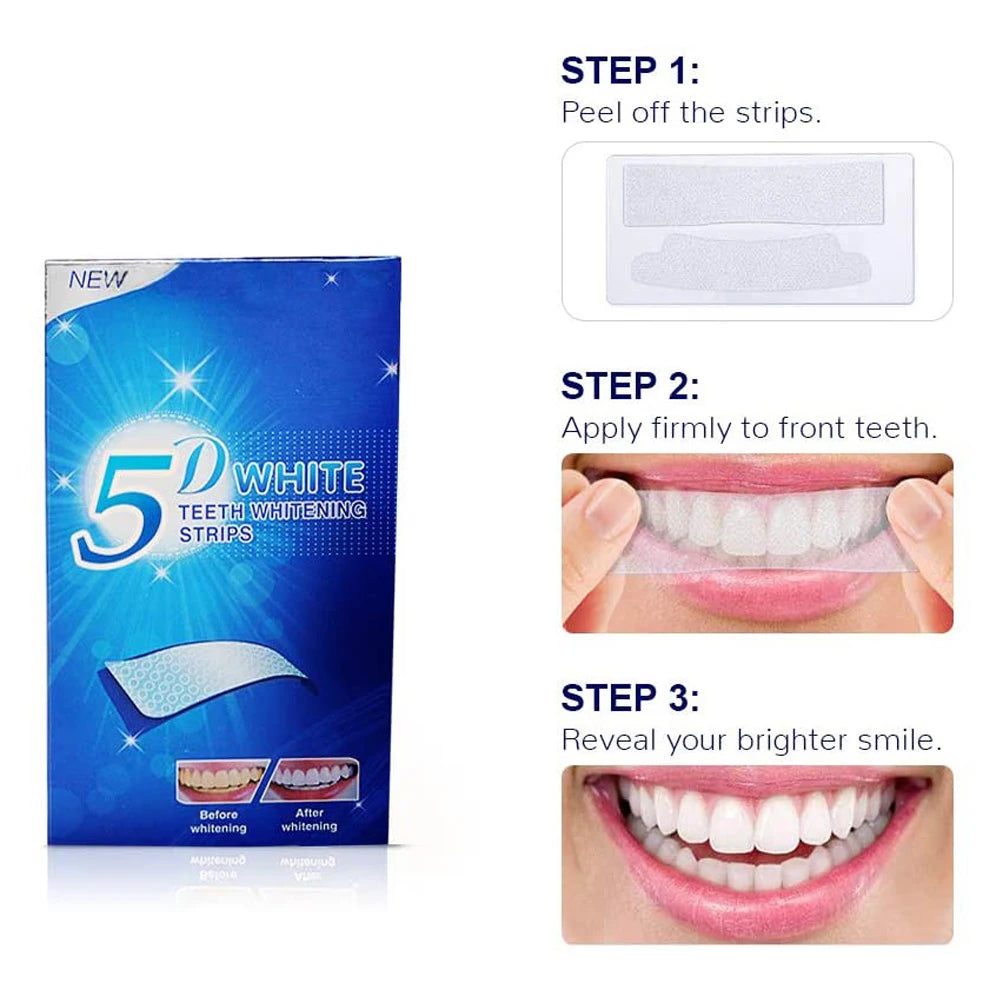 5D Teeth Whitening Strip 7/14/21/28 Pair.