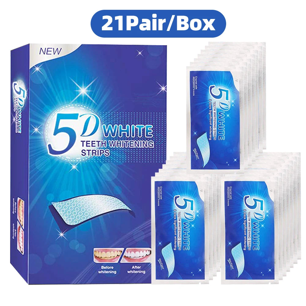 5D Teeth Whitening Strip 7/14/21/28 Pair.