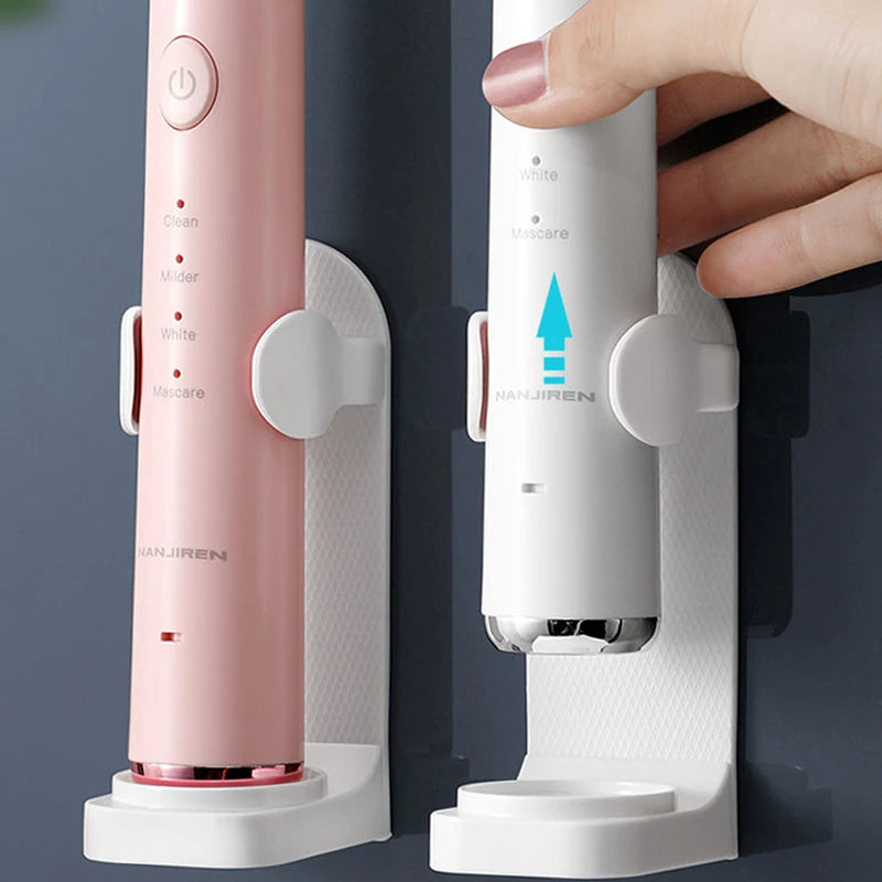 Adjustable Toothbrush Holder, Electric Toothbrush Base Silicone Non-slip, Wall Mount Brush Body Rack.