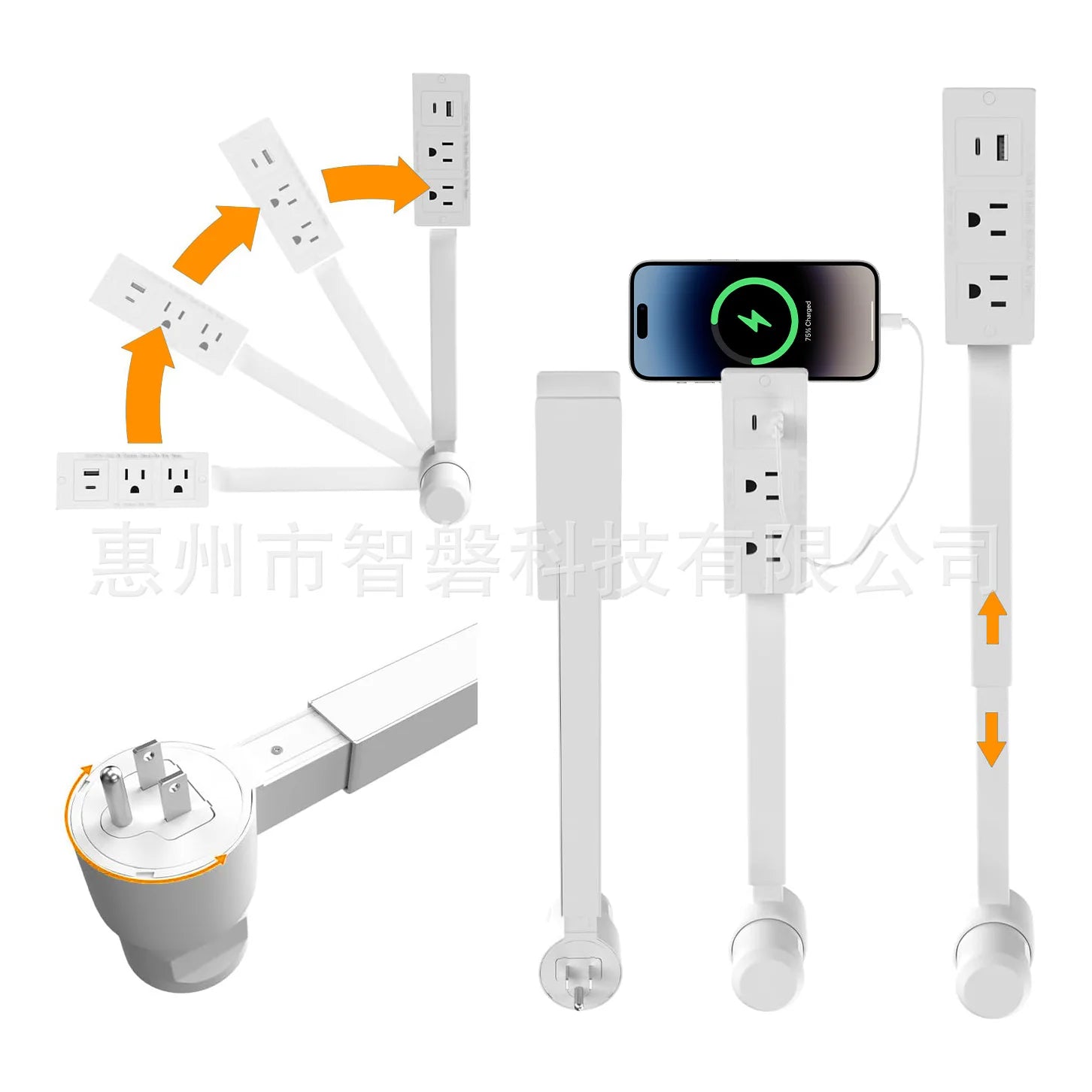 Rotatable, Adjustable Electrical Wall Plug.