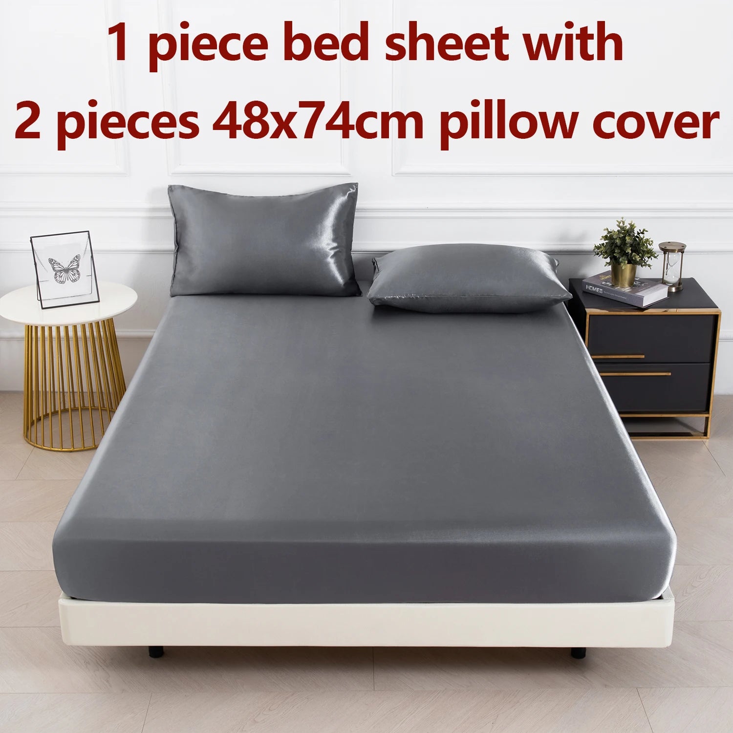 3pc Soft, comfortable, breathable Color Fitted Sheet Set 1 bed sheet with 2 pillow cover.