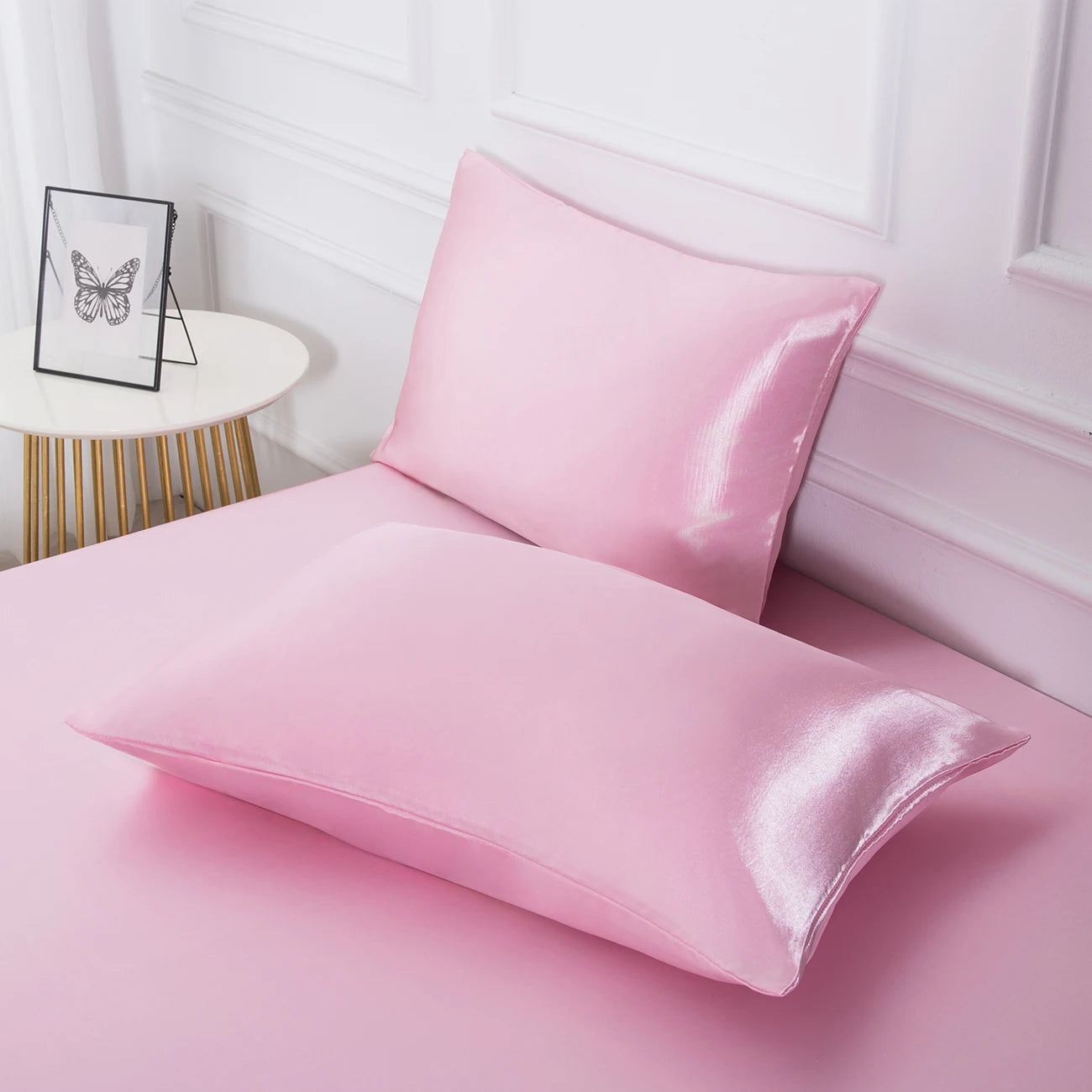 3pc Soft, comfortable, breathable Color Fitted Sheet Set 1 bed sheet with 2 pillow cover.