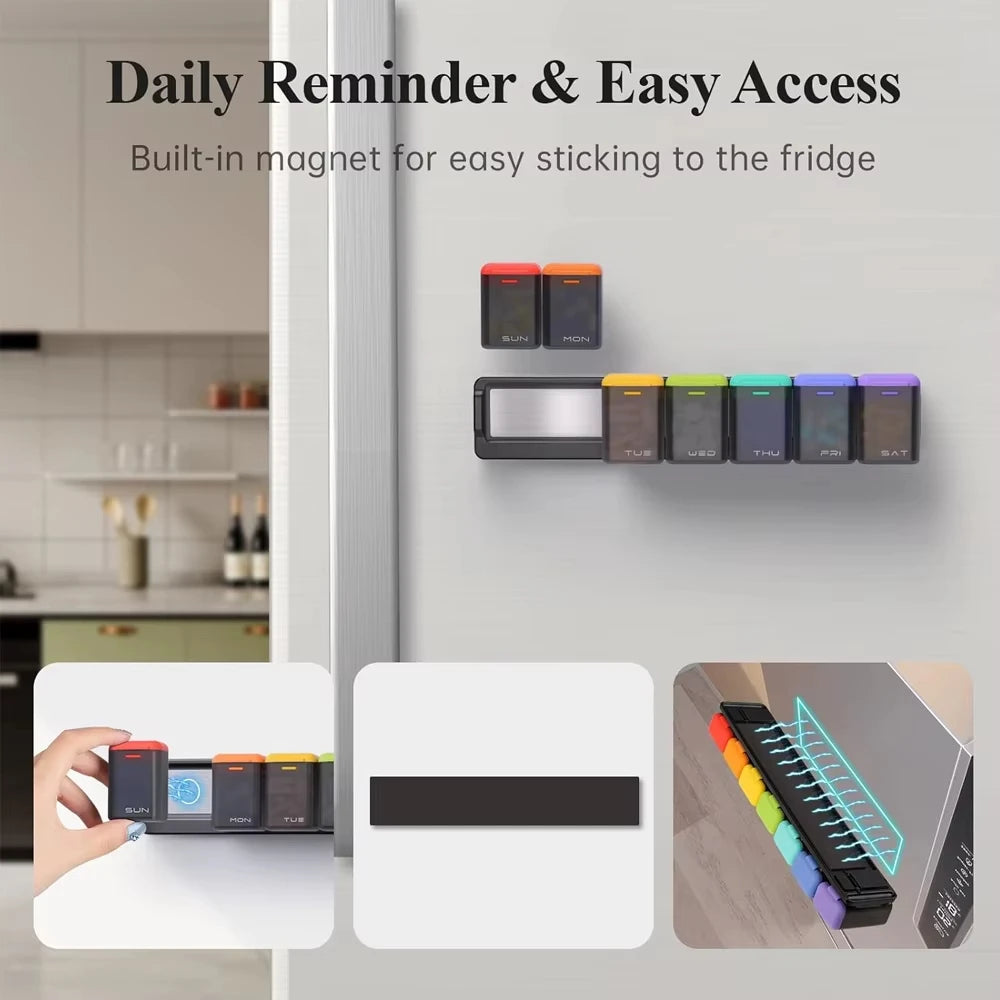 Magnetic Removable weekly organizer Pill Box