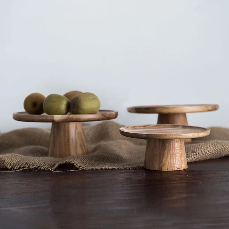High Stand Wooden Cake Plate.