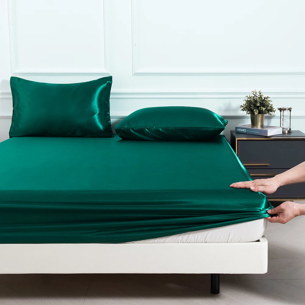 3pc Soft, comfortable, breathable Color Fitted Sheet Set 1 bed sheet with 2 pillow cover.