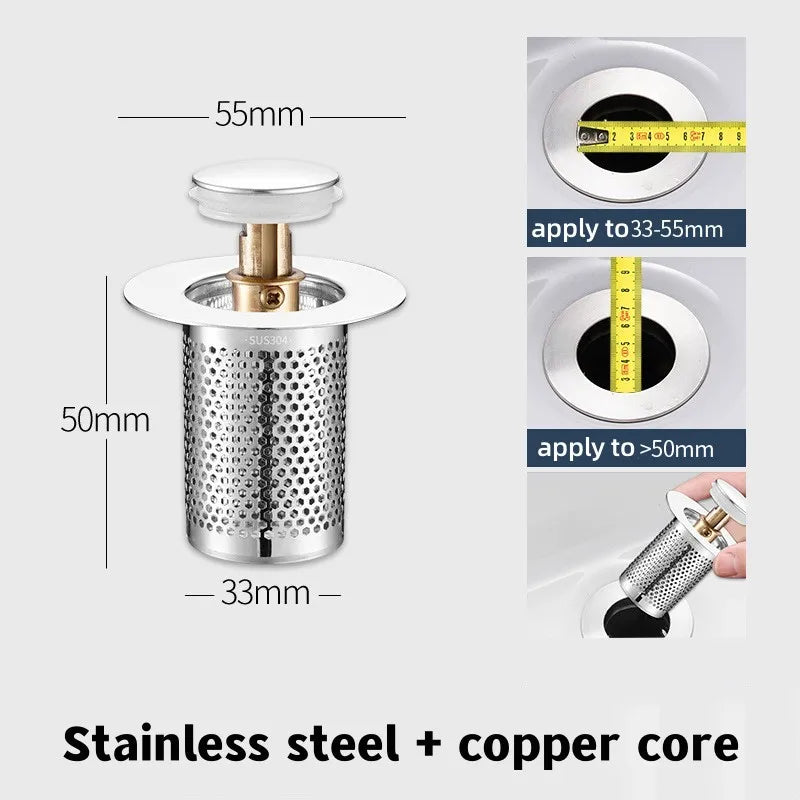 Sink Strainer, Stainless Steel Filter Bouncing Core.