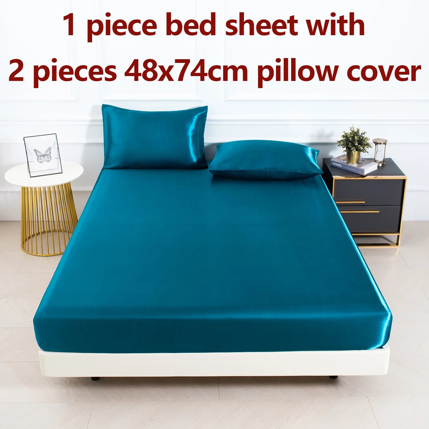 3pc Soft, comfortable, breathable Color Fitted Sheet Set 1 bed sheet with 2 pillow cover.